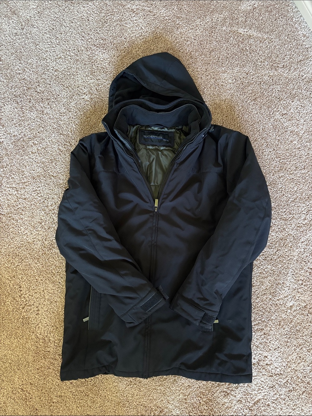 Weatherproof Black Hooded Raincoat